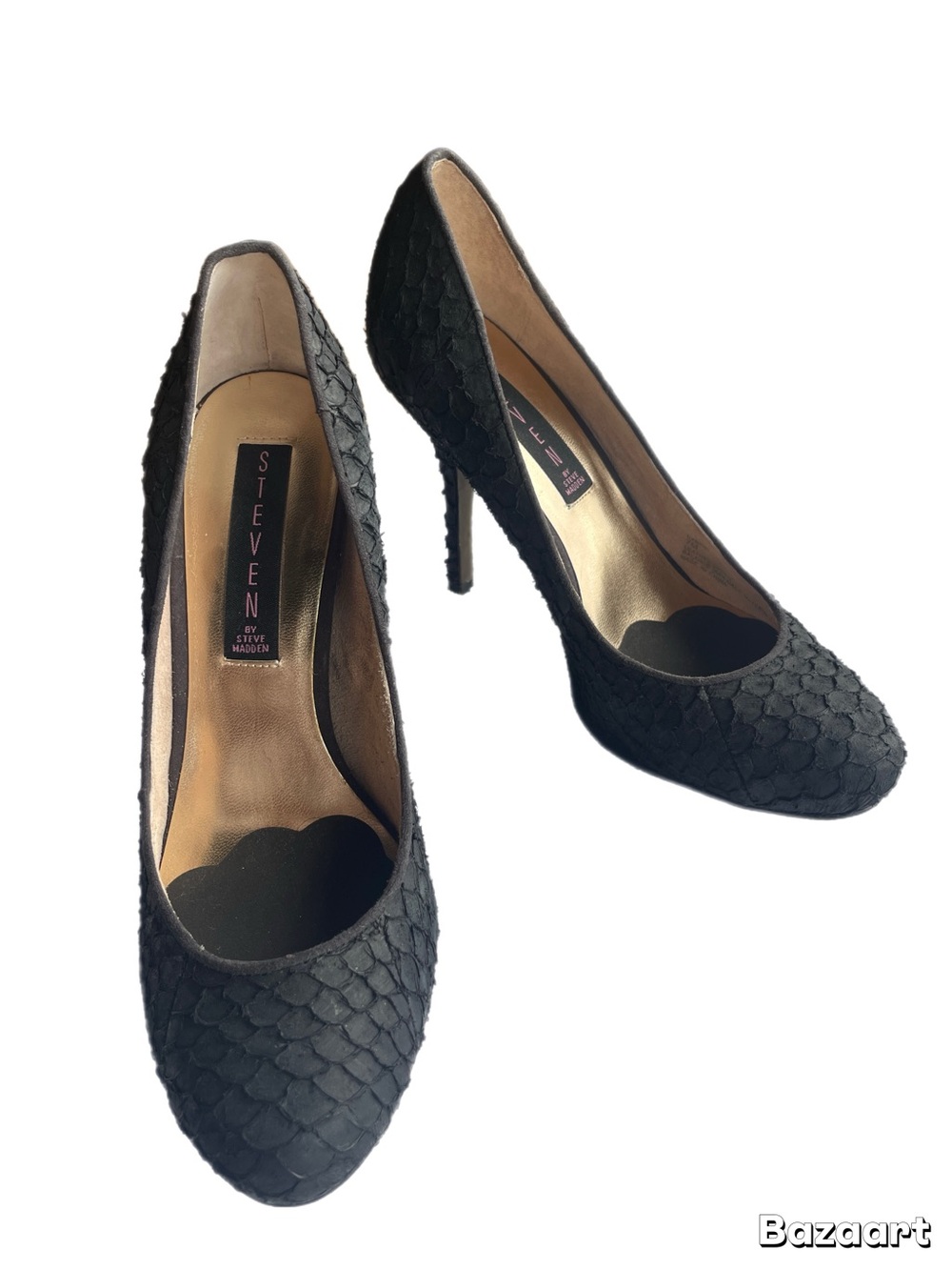 Steven By Steve Madden Black Scaled Pointed-Toe Stiletto Pumps